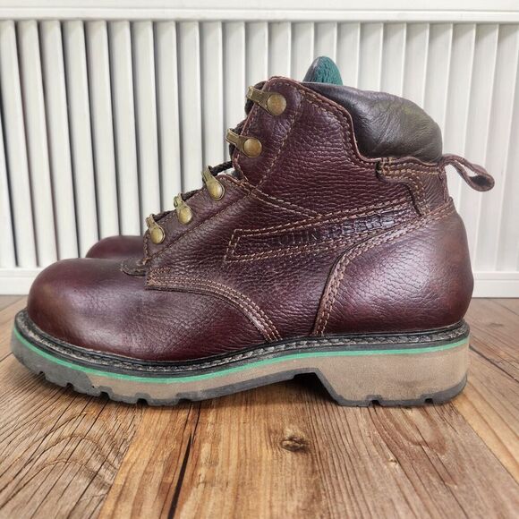 John Deere 50964 Soft Toe Leather Work Boots Men Sz 8M Brown Lace Up Made in USA - Picture 3 of 12